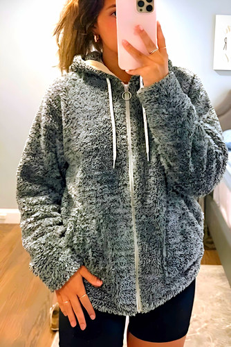 Damen teddy fleece jacke - jacke, grau