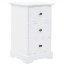Nachttisch Weiß MDF Kiefer 35x32x59 cm 3 Schubladen Beistellschrank Schlafzimmer