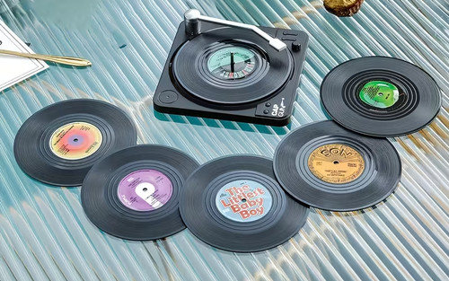 Glasuntersetzer schallplatten - glasuntersetzer,