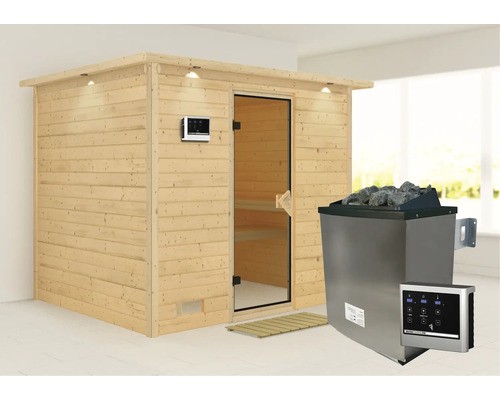 Massivholzsauna karibu coral - karibu,