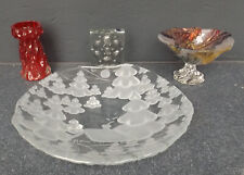 4 x Künstler Glas Objekte Hyazinthen Vase 2 Schalen Bubbles Vasenblock