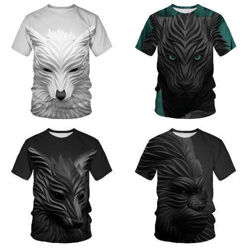 Herren shirt druck wolf - druck,