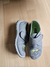 Hausschuhe Stil wie Superfit Junge Gr. 34 Monstertruck Grau Grün Klettverschluss
