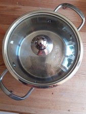 EDELSTAHLTOPF 20 cm mit GLASDECKEL INDUKTION GAS ELEKTRO GLASKERAMIKFELD