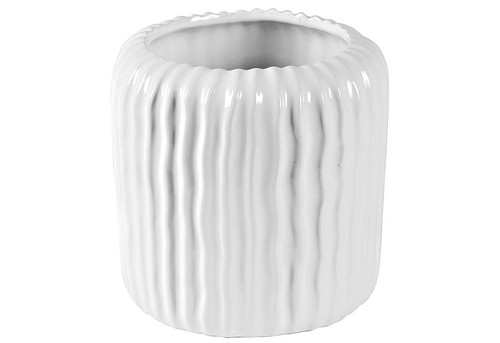 Vase keramik rillen weiß - vase,