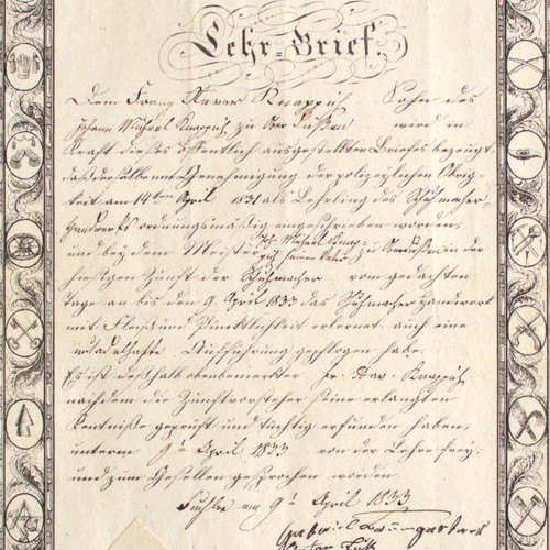 Lehrbrief 1833 bayern - lehrbrief,