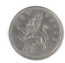 10 Ten New Pence Münze aus Großbritannien  aus 1969 - Queen Elisabeth