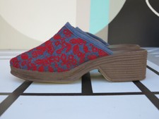 Portina Clogs Plateauschuhe jeans blau rot OvP 70er True VINTAGE 70s Badeschuhe
