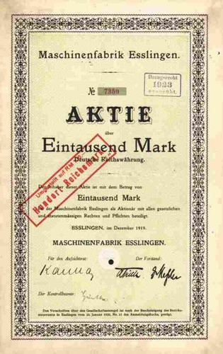 Maschinenfabrik esslingen 1919 - esslingen,