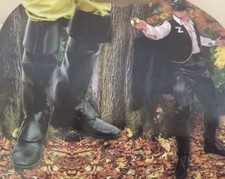 POLAINAS NEGRAS SIMIL PIEL EL ZORRO CARNAVAL HALLOWEEN, NUEVO. 8