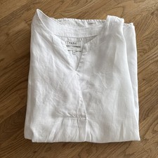 Damen Nicole Farhi Bluse Tunika Leinen weiß  Gr.L 3/4 Ärmel wie neu 