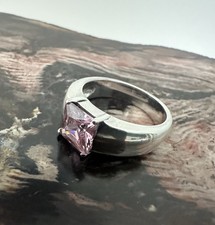 Silberring 925 mit rosa Cubic Zirkonia Gr. 58 – moderner Designring