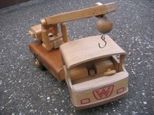 FWF Fröbel Holz Kran LKW Holzspielzeug komplett Werdau DDR mit Gummibereifung