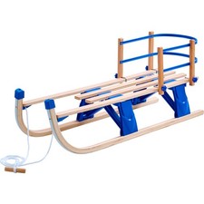 Schlitten Davos mit Lehne klappbar aus Holz Klappschlitten Holzschlitten Rodel