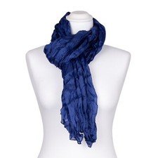 Knitterschal Halstuch Schal XXL Saphirblau Dunkelblau Seide 180x90cm