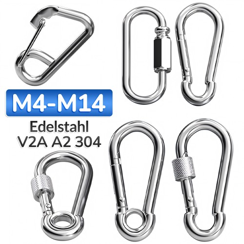 Karabinerhaken edelstahl - edelstahl, a2