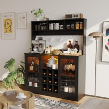 Küchenvitrine Geschirrschrank Buffet Küchenschrank Küchenbuffet Hochschrank LED