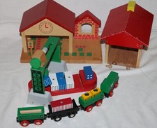 Holzeisenbahn Bahnhof Kran Tunnel Zug u Schiff Ladungen Holzeisenbahn,Thomas #03