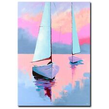 ORIGINAL Acryl Bild Gemälde Boot Abstrakt Malerei Meer Moderne Kunst HANDGEMALT