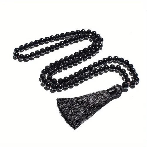 Onyx kette perlen mit quaste - mit,