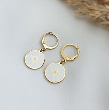 Ohrringe Windrose White - Hängeohrringe Edelstahl Vergoldet Geschenkidee Love 