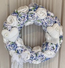 Handgefertigter Stoffkranz Türkranz Shabby Vintage Bauernbettwäsche Stoff -544