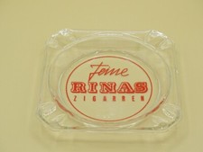 Alter Glas-Aschenbecher "Feine Rinas Zigarren" Reklame Werbung (H390)