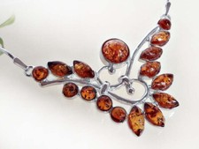 Bernstein Kette Silber 925