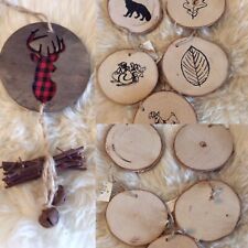 1 oder 5 Holz Anhänger -10/30 cm Hirsch Weihnachten Holz Baum scheibe Rinde