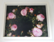 Tablett rosa Rosen,  - Grundfarbe weiß -   31 x25 cm Holz