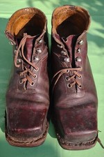 Antike Skischuhe 40er Jahre Leder Handgenäht - Größe 41