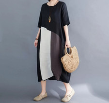 Damen schwarz Kunst Leinen