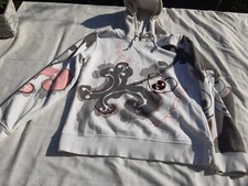 Pullover Hoodie Damen, Kapuze, text/bestickt, geom. Muster, weiß/rosa/grau, M/L