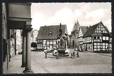 Obernkirchen, Marktplatz mit Brunnen, Ansichtskarte 
