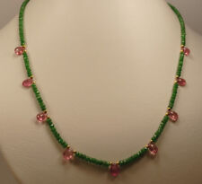  facettierte Halskette mit Tsavorit und Turmalin Steinen