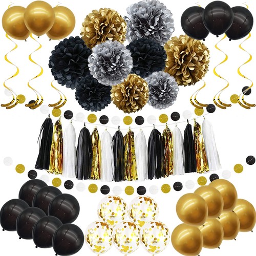 Schwarz gold silber partydeko - schwarz,