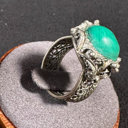 Vintage silberring malachit - silberring,