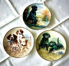 3 Wunderschöne Sammelteller FRANKLIN MINT Royal Doulton Hunde Porzellan