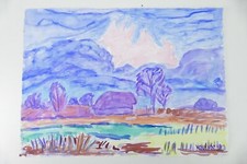 Wilhelm Klußmann Aquarell 1995 sig. Im Moor 65x48cm N-1502