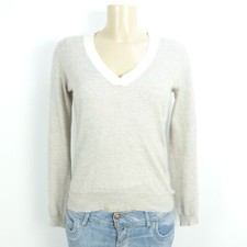 ALLUDE Cashmere Pullover Feinstrick V-Neck Beige Gr. S 36 