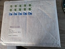 DDR DM Freimarken MF wattierter Umschlag Päckchen 10x30 + 5 x 10 Pfg 15.4.1991