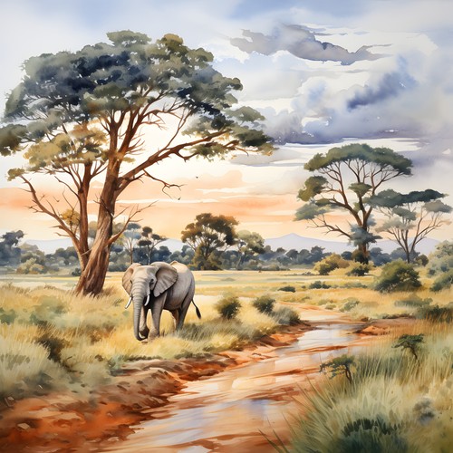 Wandbild elefant savanne - wandbild,