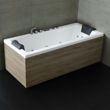 Whirlpoolwanne 180x80cm weiß Acryl Holz-Schürze Whirlpool Badewanne Eckbadewanne