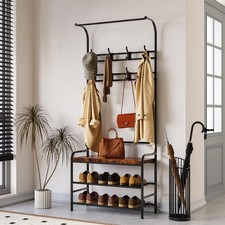 Garderobe Garderobenständer Kleiderständer Schuhregal mit Sitzfläche Sitzbank