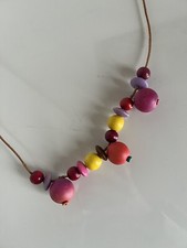 Halskette Kette Holzkugeln braun bunt Kugeln