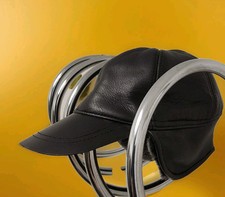 LAMMFELLMÜTZE 100%LEDER SCHIRM OHREN-NACKENSCHUTZ KUSCHELIG S/CA. 55CM NEUWERTIG
