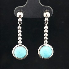 OHRHÄNGER AUS 925/-SILBER RHODINIERT MIT LARIMAR SILBERZEIT  SCHMUCKJAGD