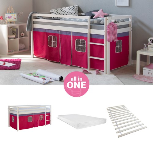 Hochbett 90x200 kinderbett mit - hochbett,