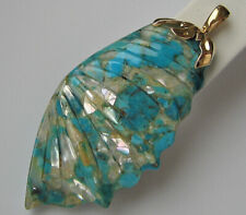 Edel Designer Anhänger Groß mit Türkis Türkise aus 9kt 375 Gold Perlmutt  ★ 8022