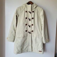 Merrell Quilted Duffle Jacket Womens Small Cream Full Zip Opti-Warm Tech Hooded